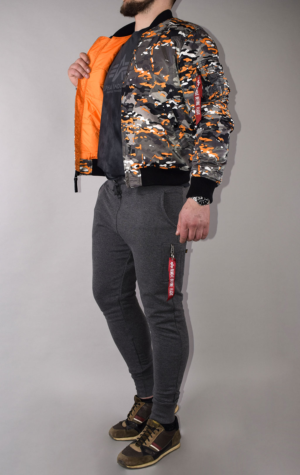 Бомбер ALPHA INDUSTRIES VF 59 MA-1 black orange camo 