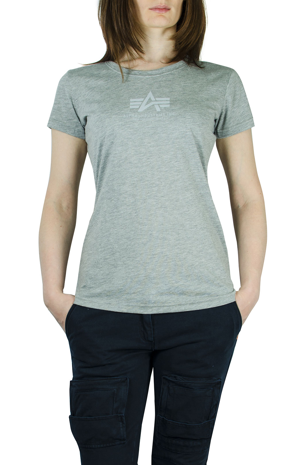 Женская футболка ALPHA INDUSTRIES BASIC T grey heather 