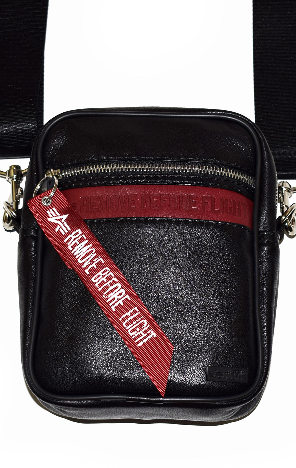 Сумка ALPHA INDUSTRIES RBF LEATHER MESSENGER BAG black/red 