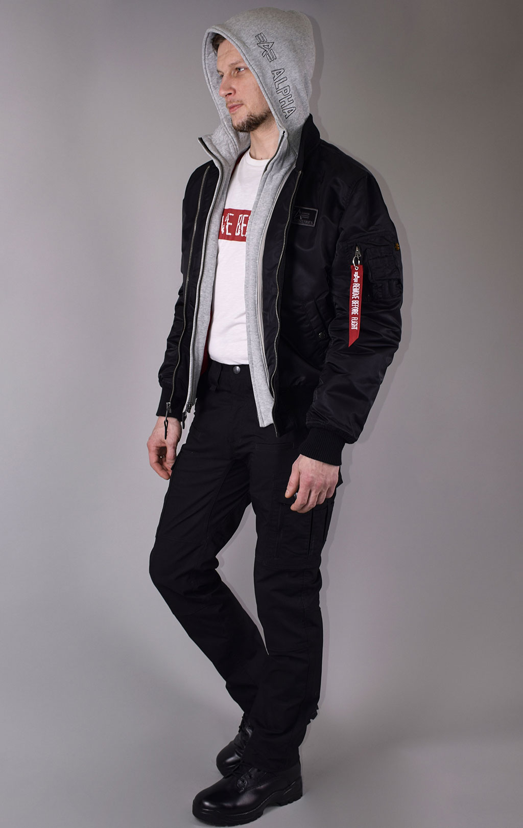 Куртка-бомбер лётная ALPHA INDUSTRIES D-Tec big size MA-1 black 