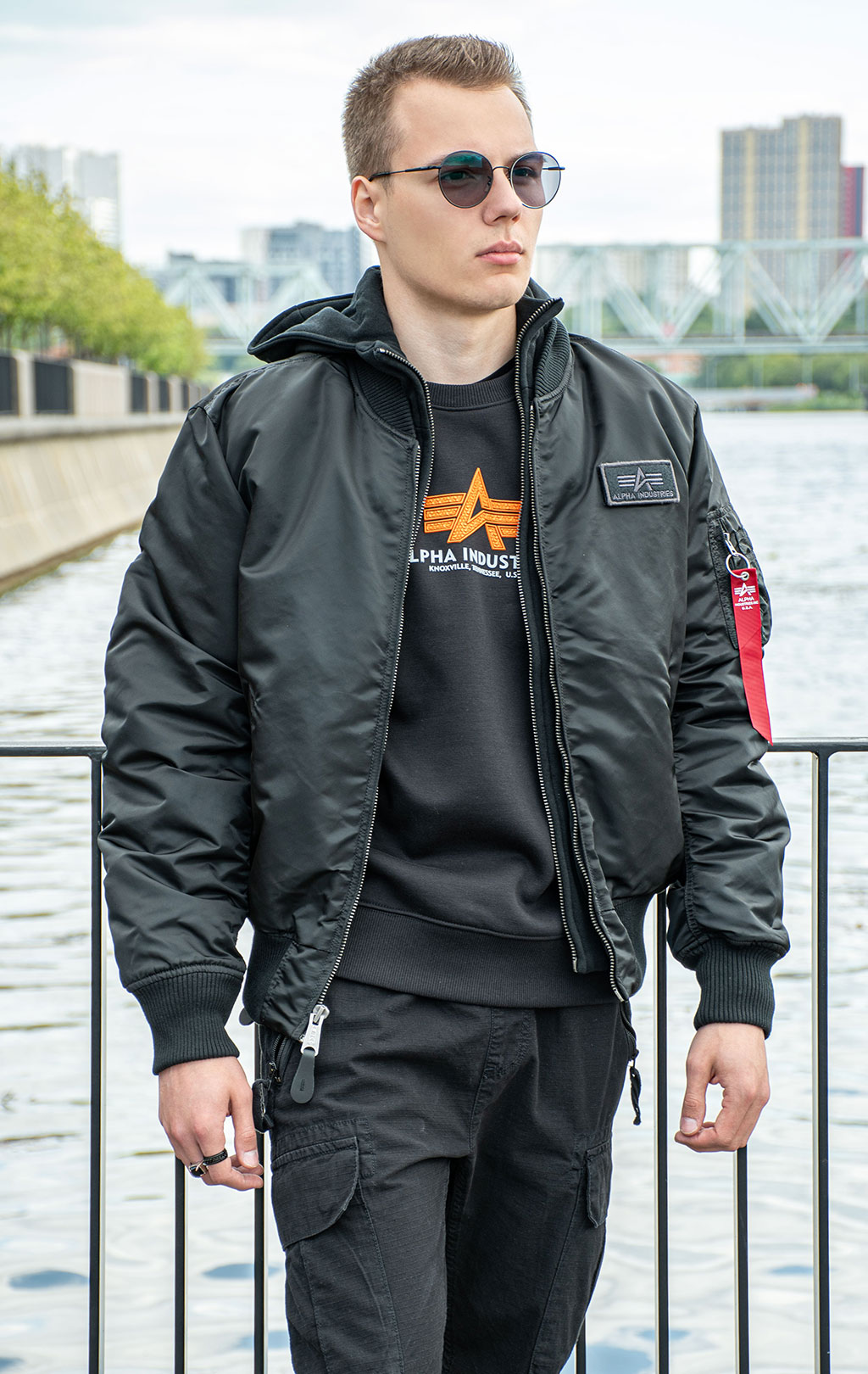 Куртка-бомбер лётная ALPHA INDUSTRIES D-Tec MA-1 black/black 