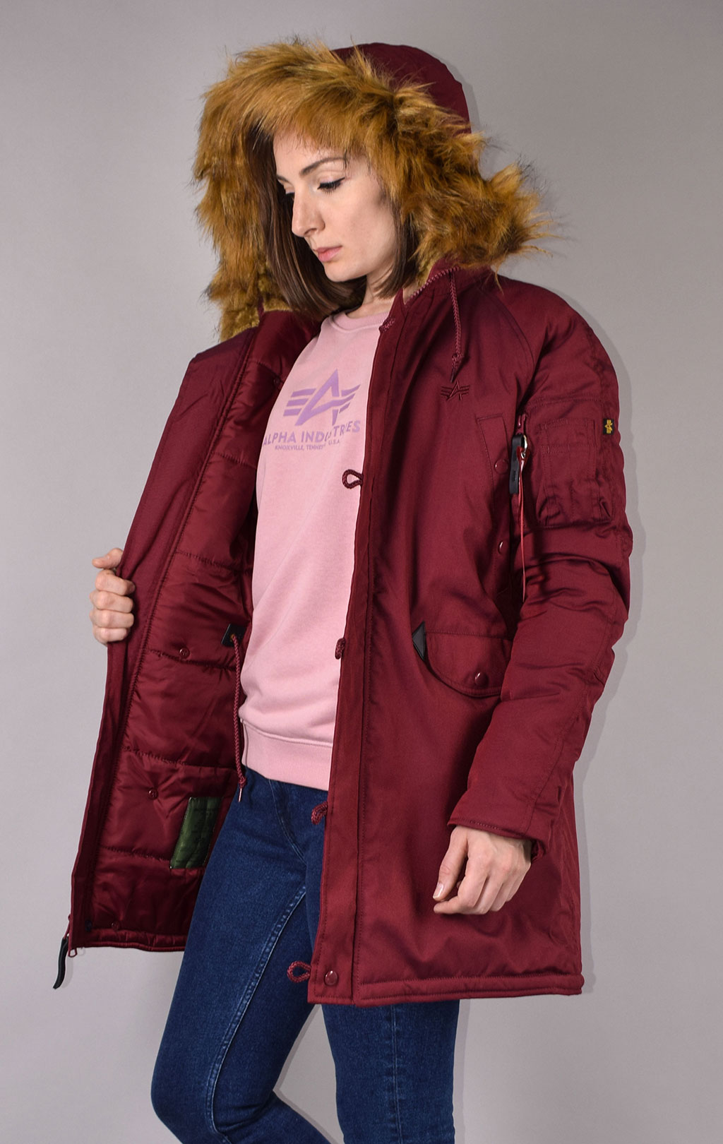 Женская аляска ALPHA INDUSTRIES EXPLORER burgundy 