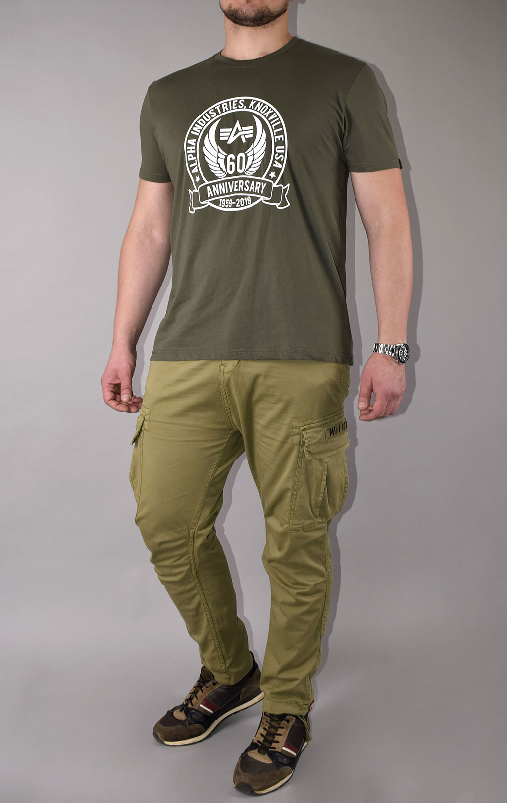 Футболка ALPHA INDUSTRIES ANNIVERSARY T dark olive 