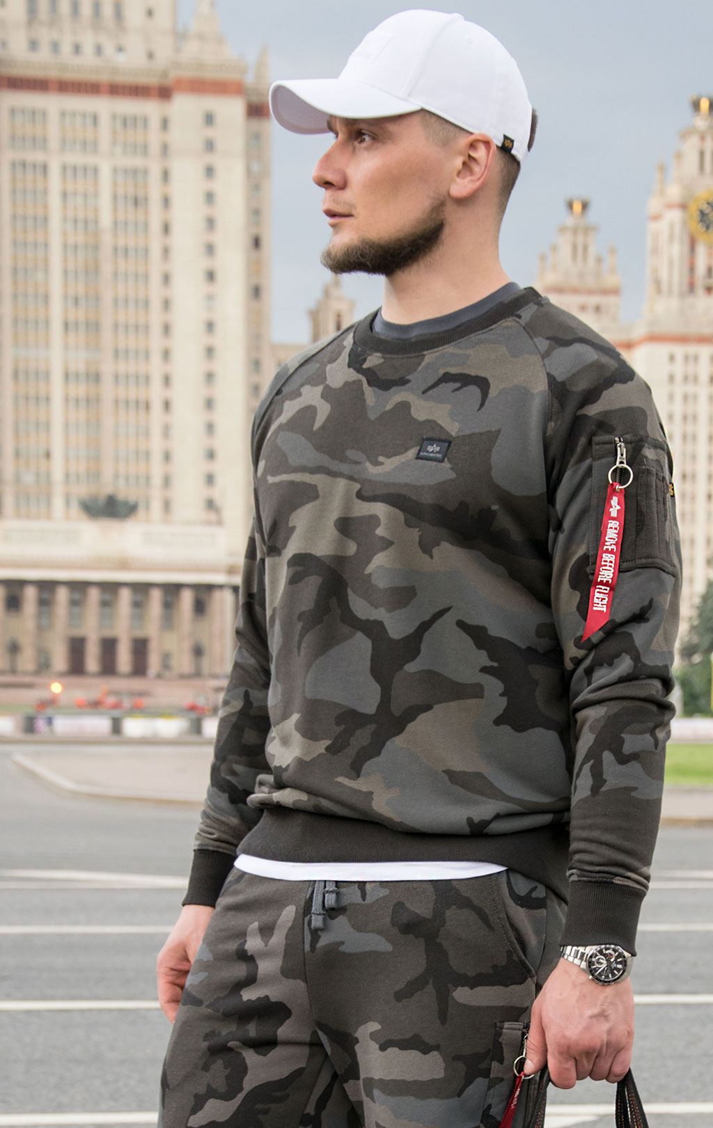 Свитшот ALPHA INDUSTRIES X-FIT SWEAT black camo 