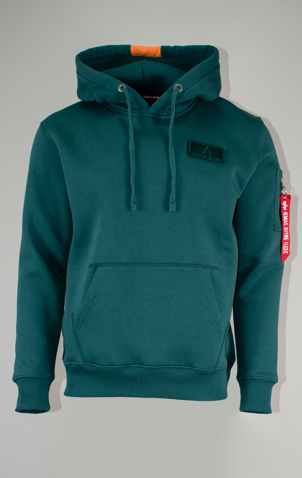 Толстовка ALPHA INDUSTRIES RED STRIPE HOODY force green 