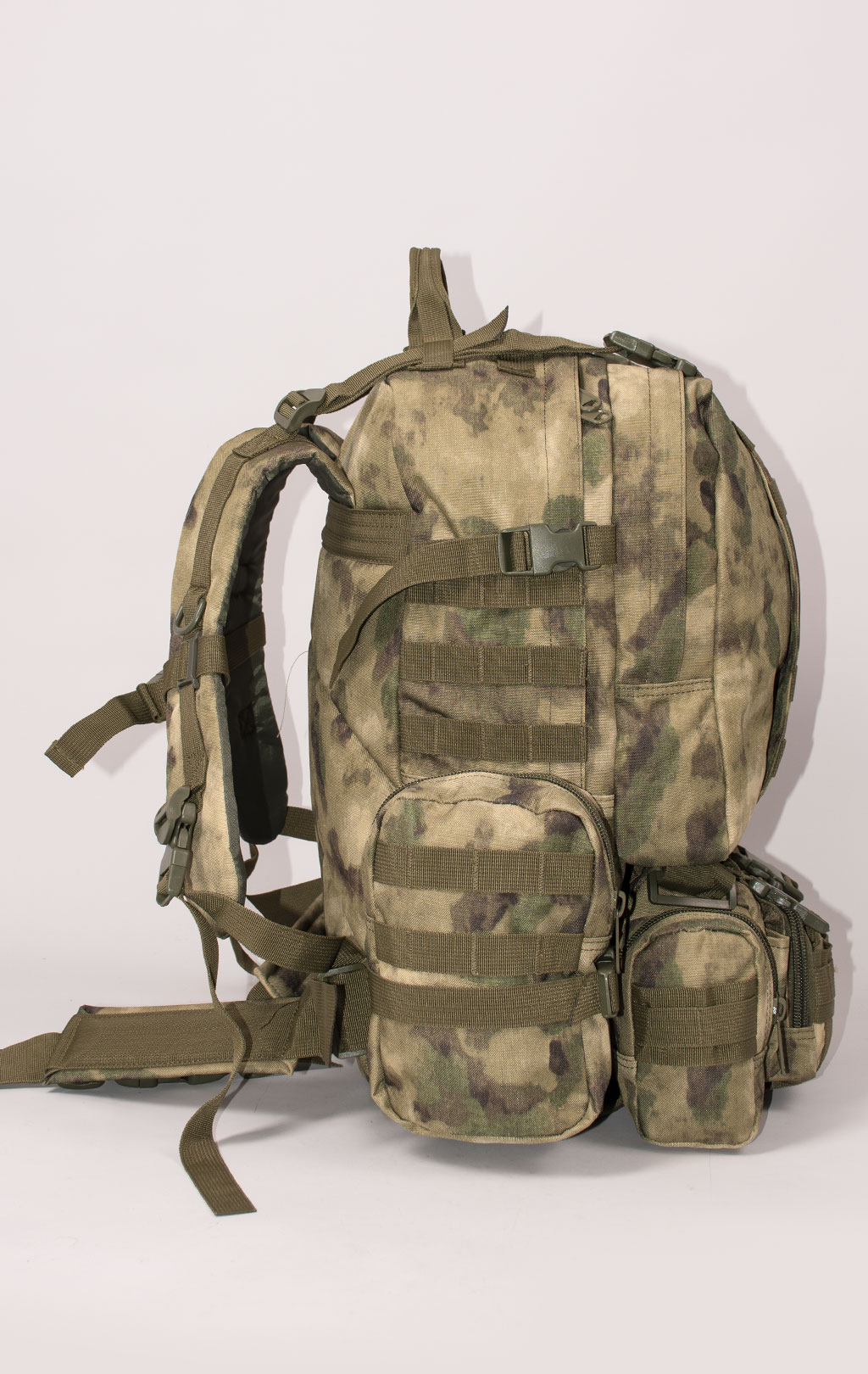 Рюкзак тактический ASSAULT 60L с поясной сумкой + 2 подсумка green camo BS-016 Китай