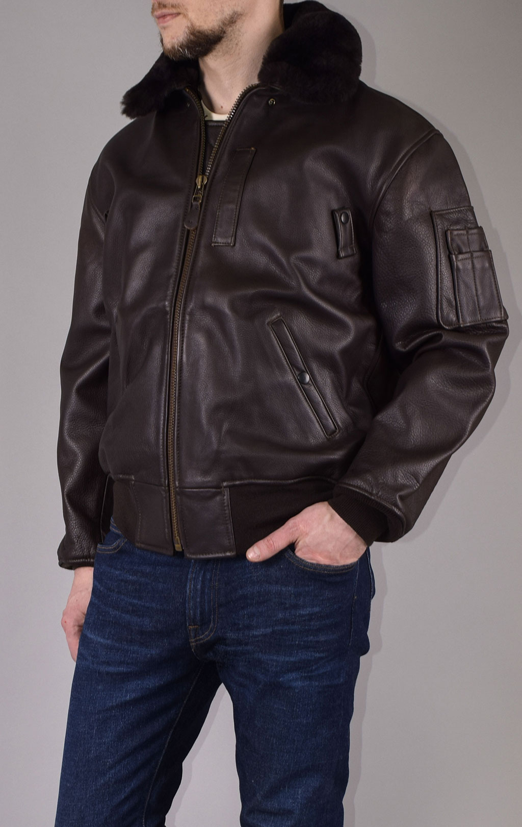 Куртка-пилот COCKPIT B-15 Slim Fit кожа SLIM FIT brown (Z27H02) 