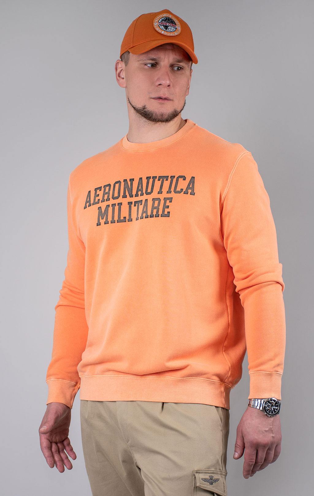 Свитшот AERONAUTICA MILITARE SS 24 m/IT carrot orange (FE 1898) 