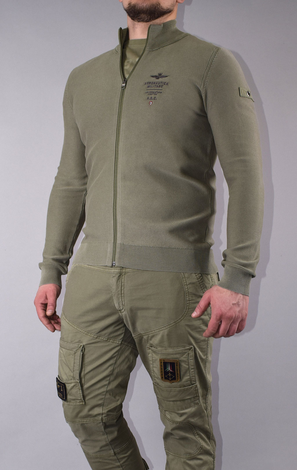 Свитер на молнии AERONAUTICA MILITARE SS 21/IN green (MA 1259) 