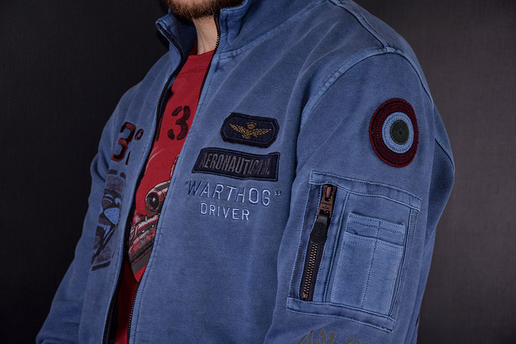 Толстовка AERONAUTICA MILITARE SS19 blue aperto (FE 1373) 