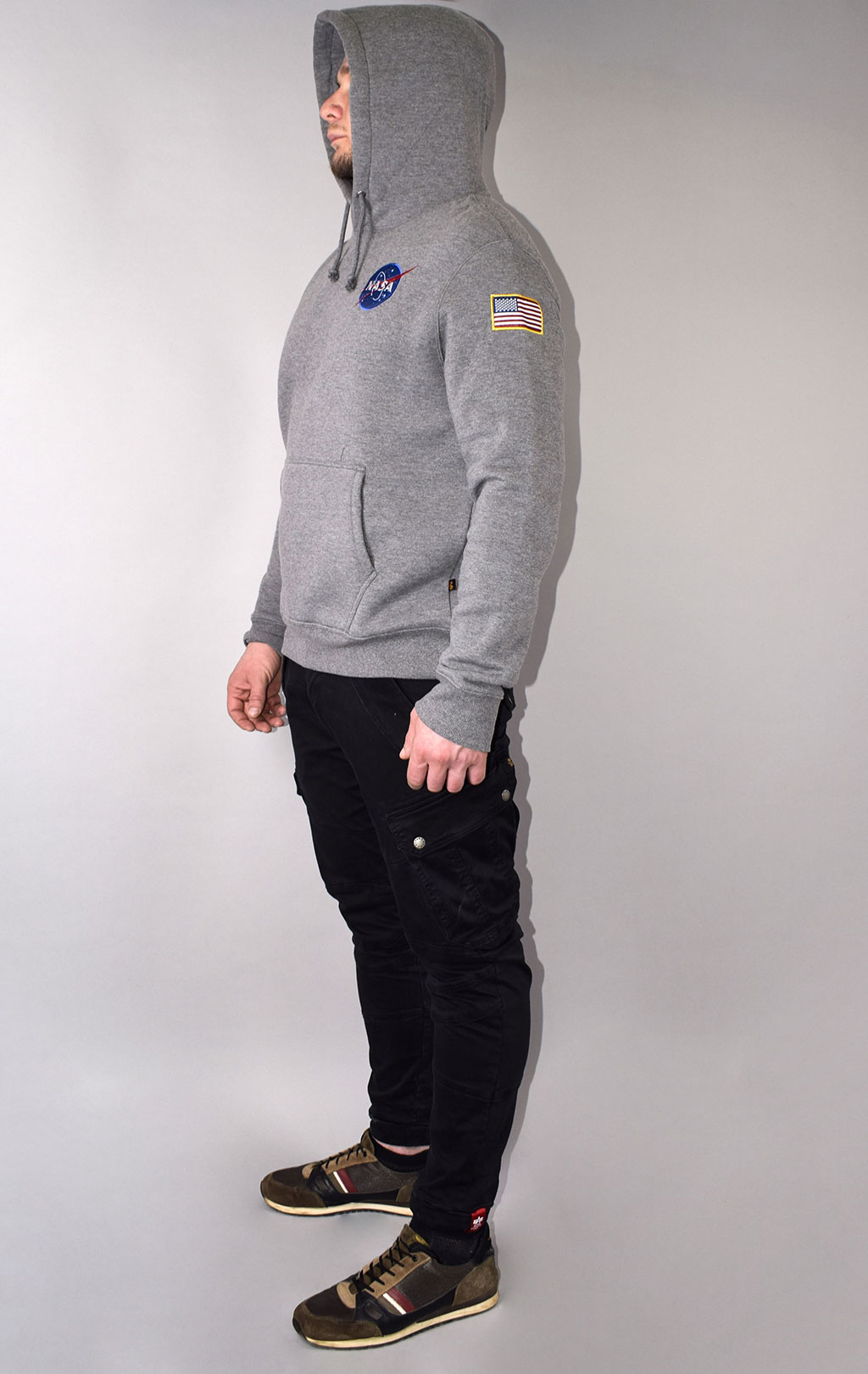 Толстовка ALPHA INDUSTRIES NASA SPACE SHUTTLE HOODIE medium charcoal heather 