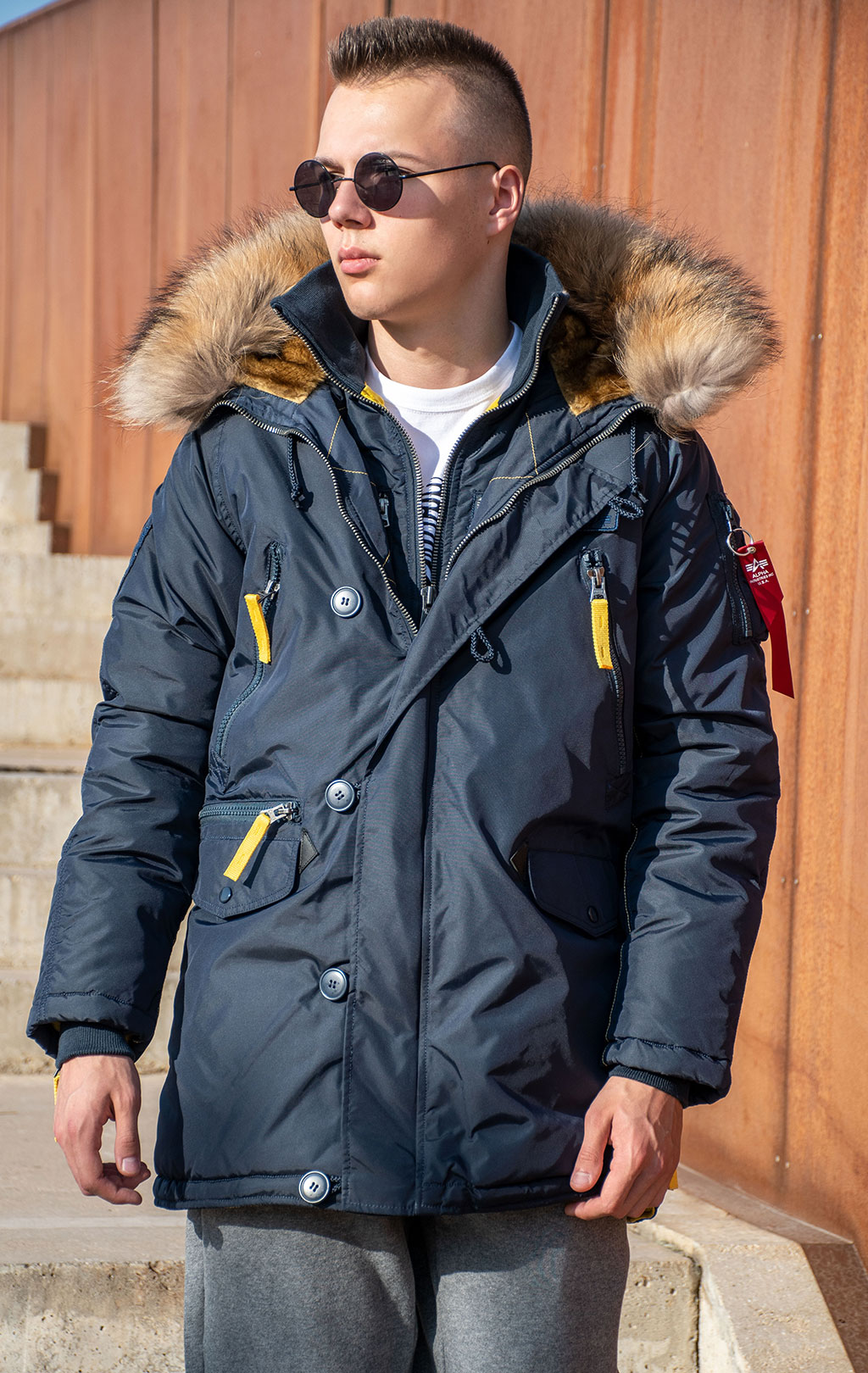 Аляска ALPHA INDUSTRIES PPS N-3B натур. мех rep. blue 