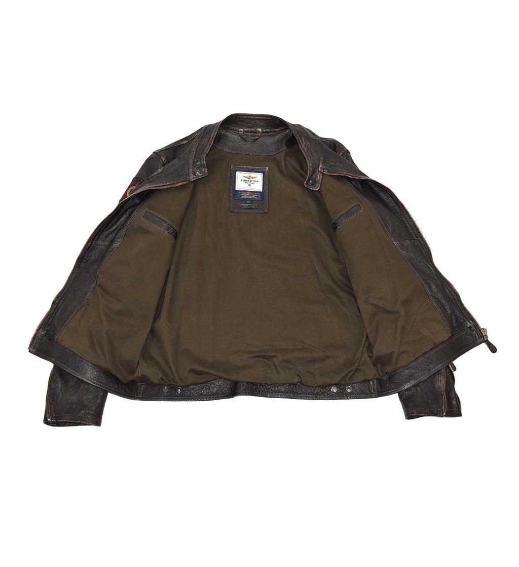 Куртка AERONAUTICA MILITARE кожа FW 20/21/IT chocolate (PN 914) 