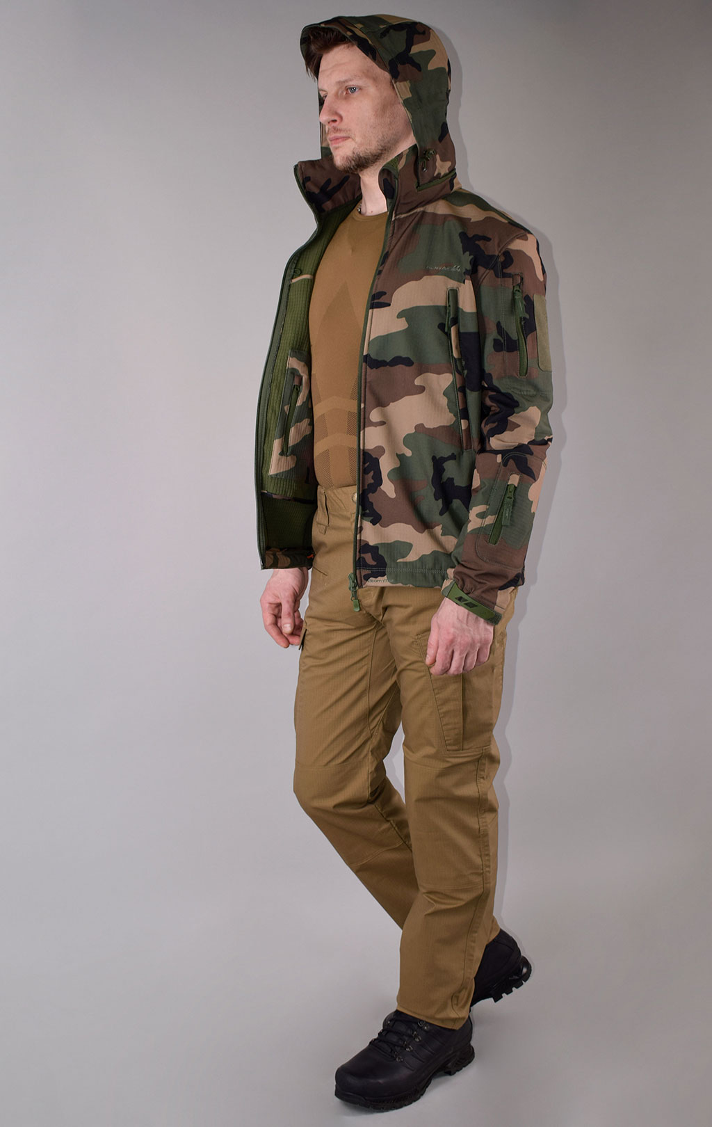 Куртка тактическая softshell Pentagon мембрана ARTAXES Soft Shell camo woodland 08011 