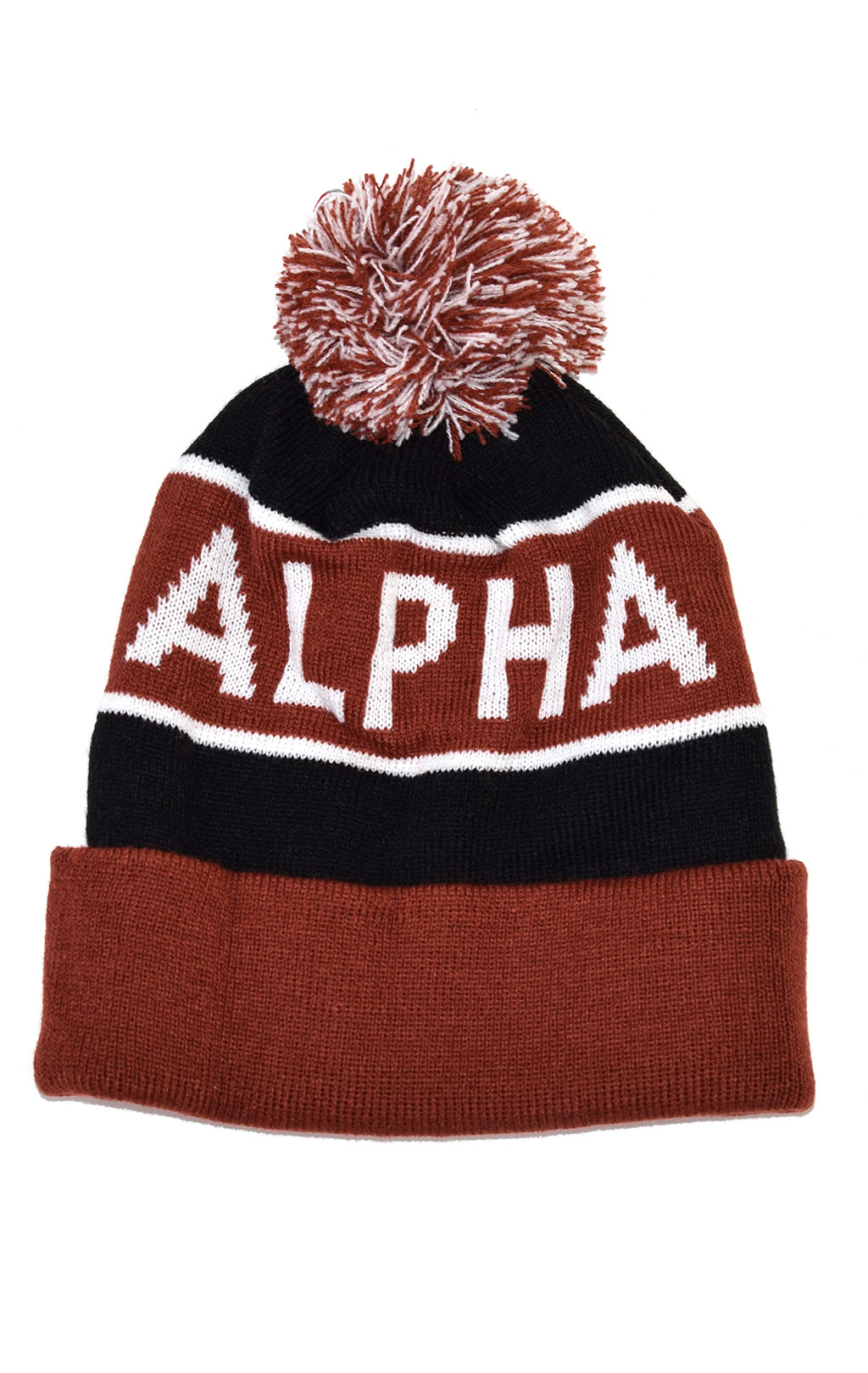 Шапка ALPHA INDUSTRIES BLOCK BOBBLE BEANIE black/red 