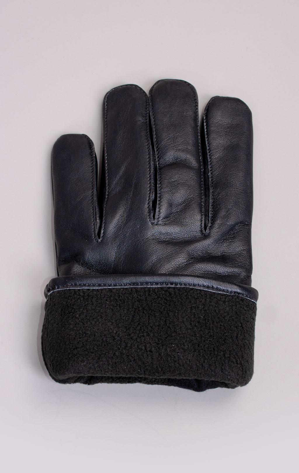Перчатки утеплённые кожа с кнопкой black WG-119 Пакистан