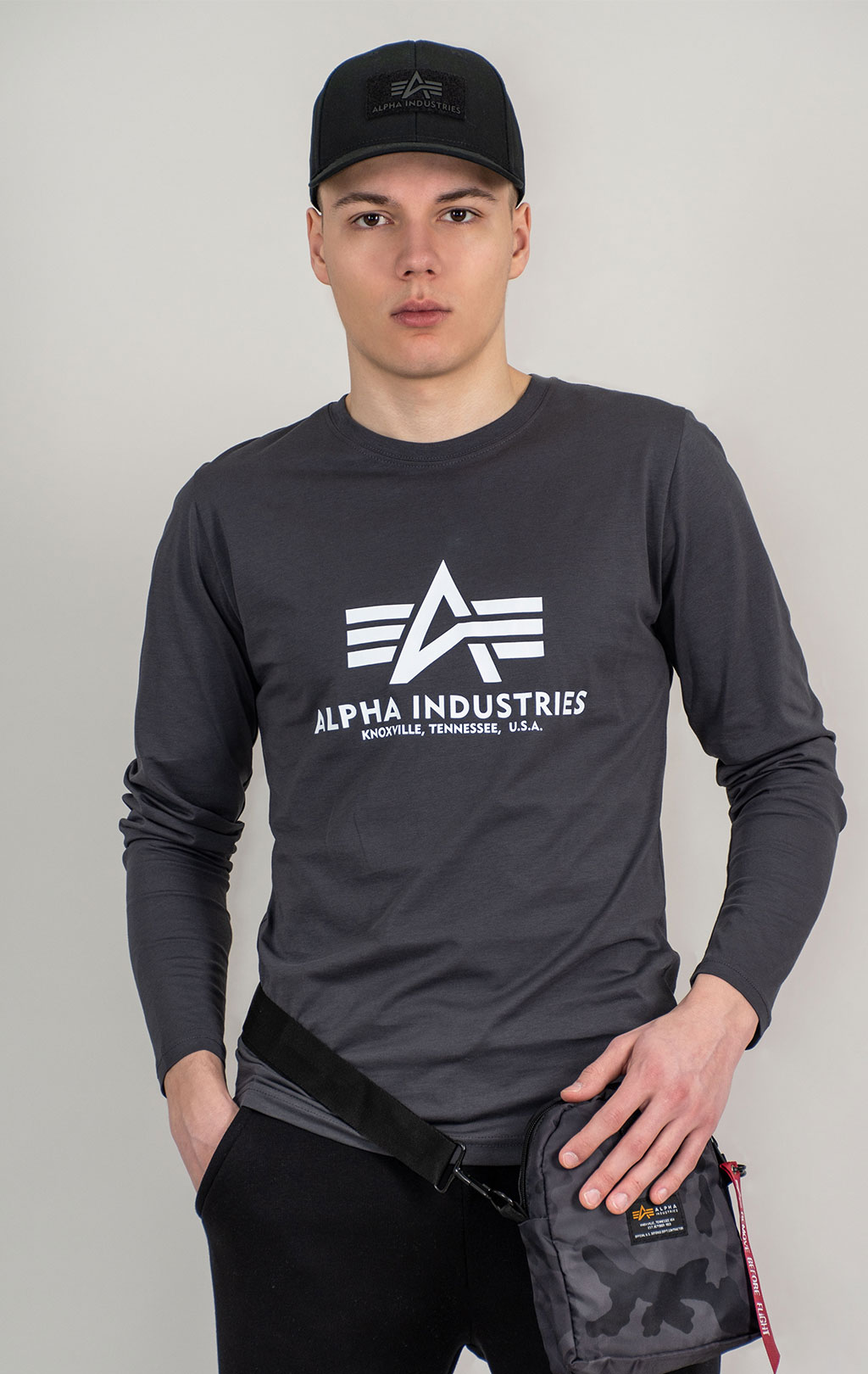 Лонгслив ALPHA INDUSTRIES BASIC LS vintage grey 
