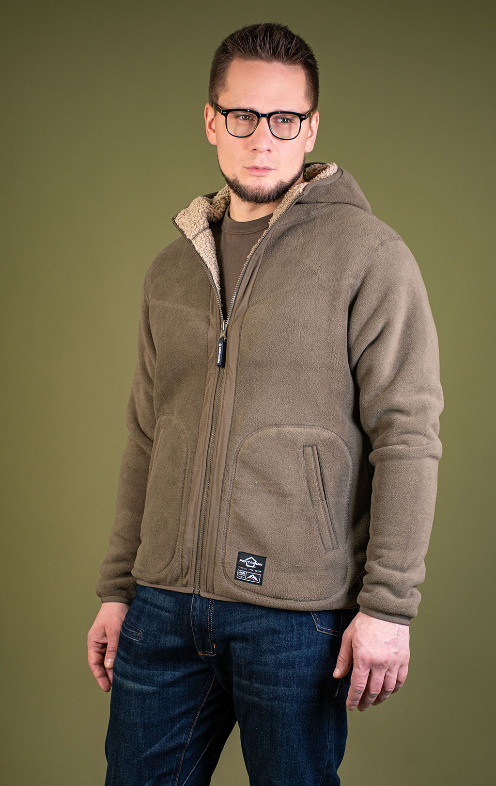 Куртка с капюшоном Pentagon SHERPA IANOS 2 in 1 флис khaki/06E-RAL7013 09057 