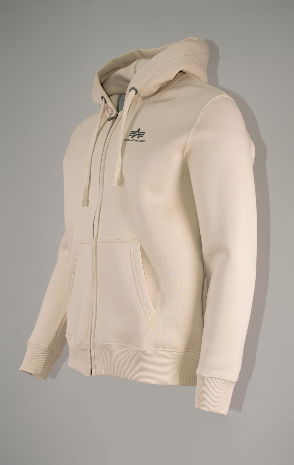 Толстовка ALPHA INDUSTRIES BASIC ZIP HOODY SMALL LOGO jet stream white 
