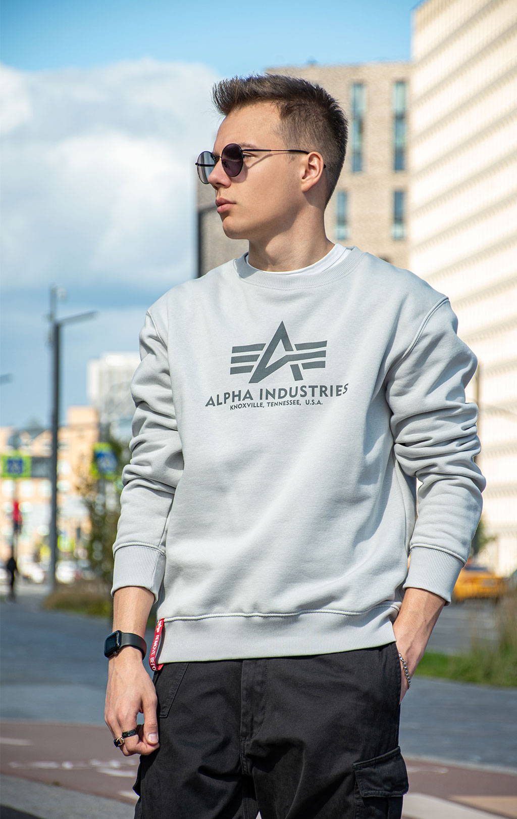 Свитшот ALPHA INDUSTRIES BASIC SWEATER pastel grey 