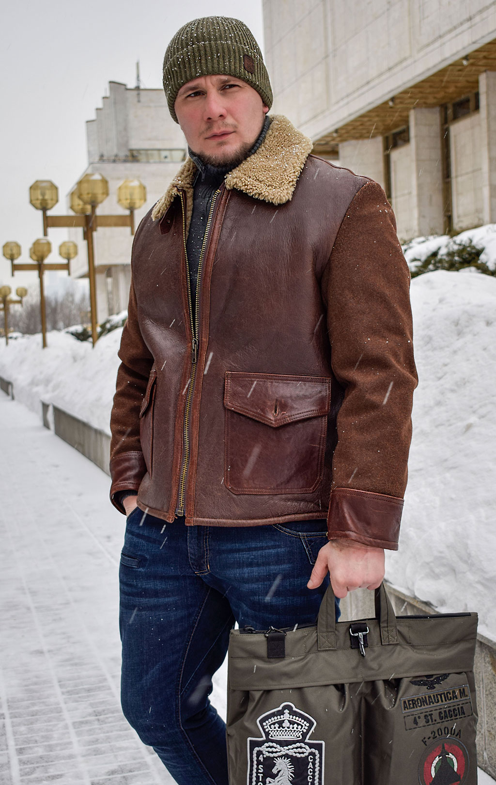 Куртка-пилот SCHOTT NYC Multi Media FLIGHT JCT 27 овчина brown (284) 
