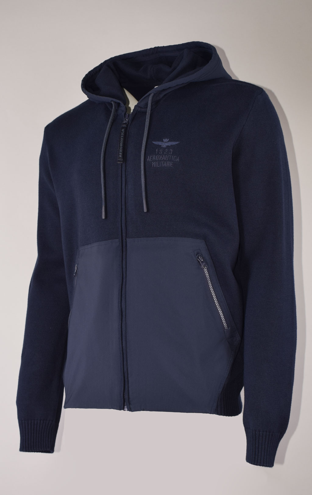 Толстовка вязаная AERONAUTICA MILITARE big size FW 23/24/IN dark blue (MA 1448) 