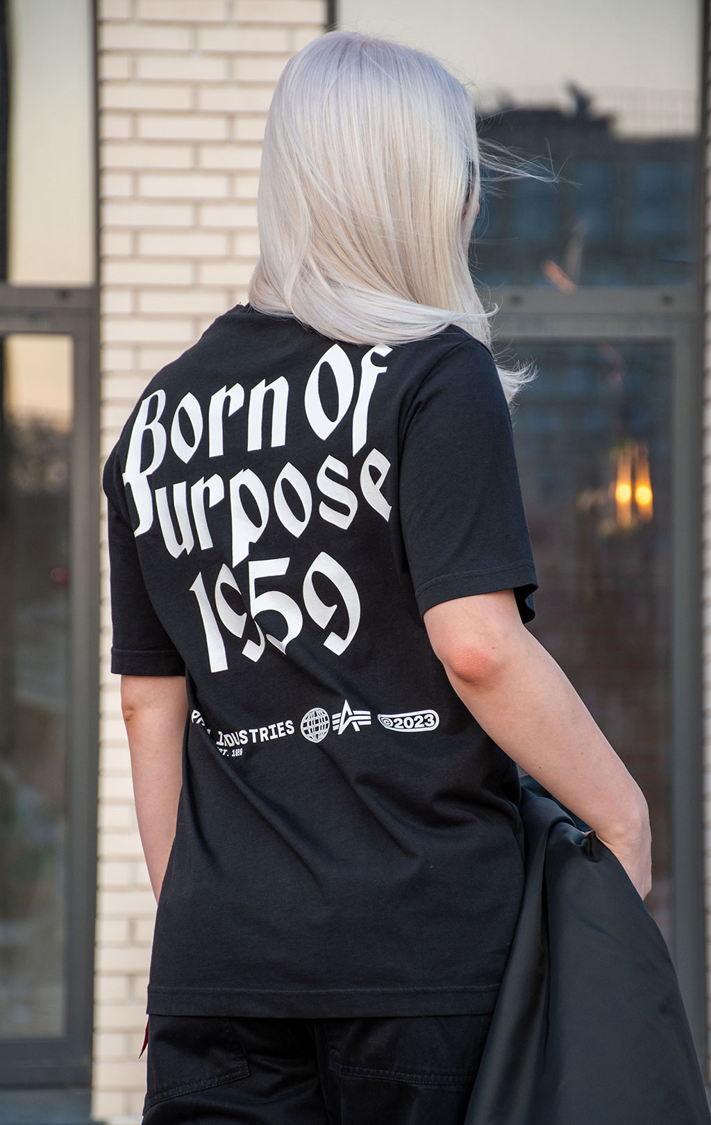 Футболка ALPHA INDUSTRIES BORN OF PURPOSE TEE плотная FW 24/25 black 
