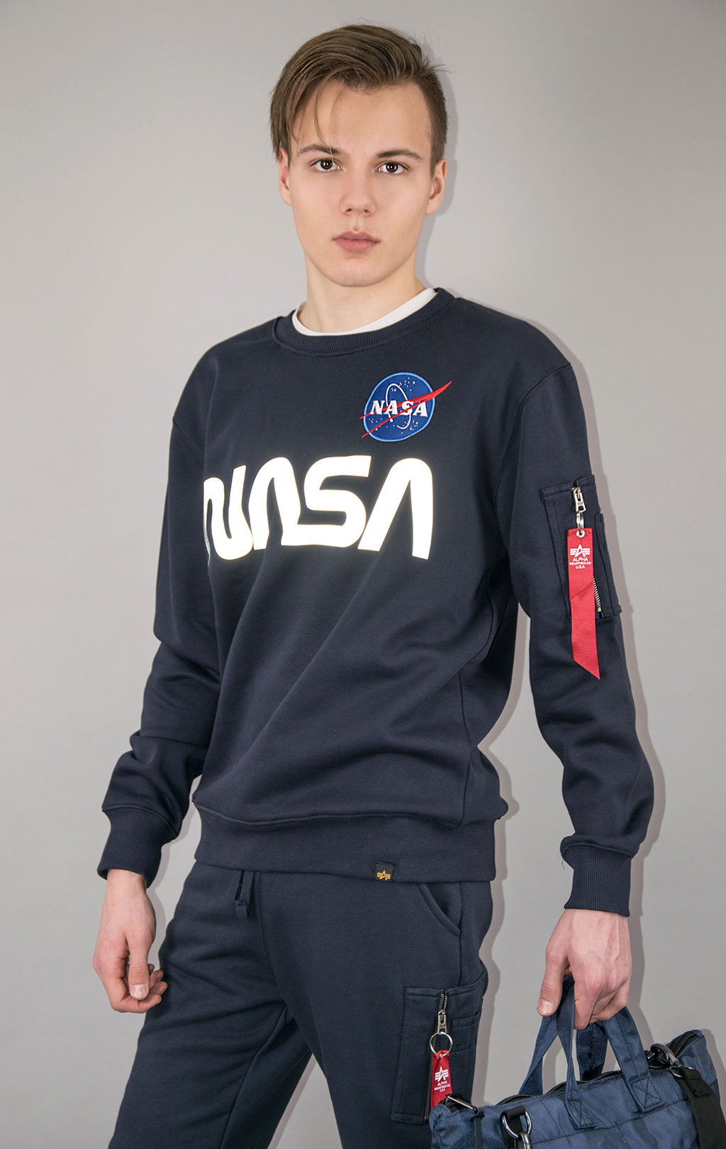 Свитшот ALPHA INDUSTRIES NASA reflective rep. blue 