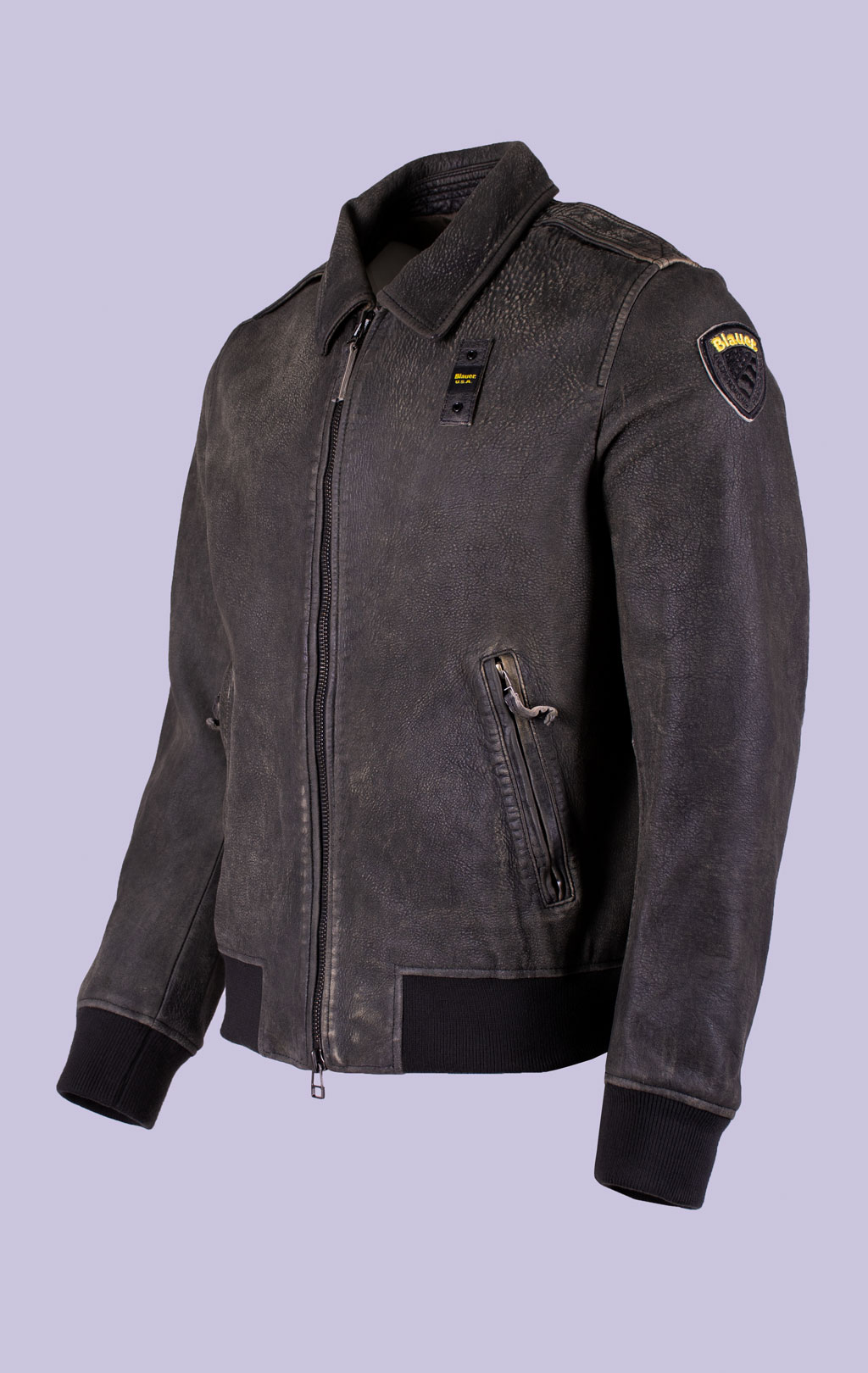 Куртка-пилот BLAUER ALLEN кожа FW 25/26 black washed (L02312) 