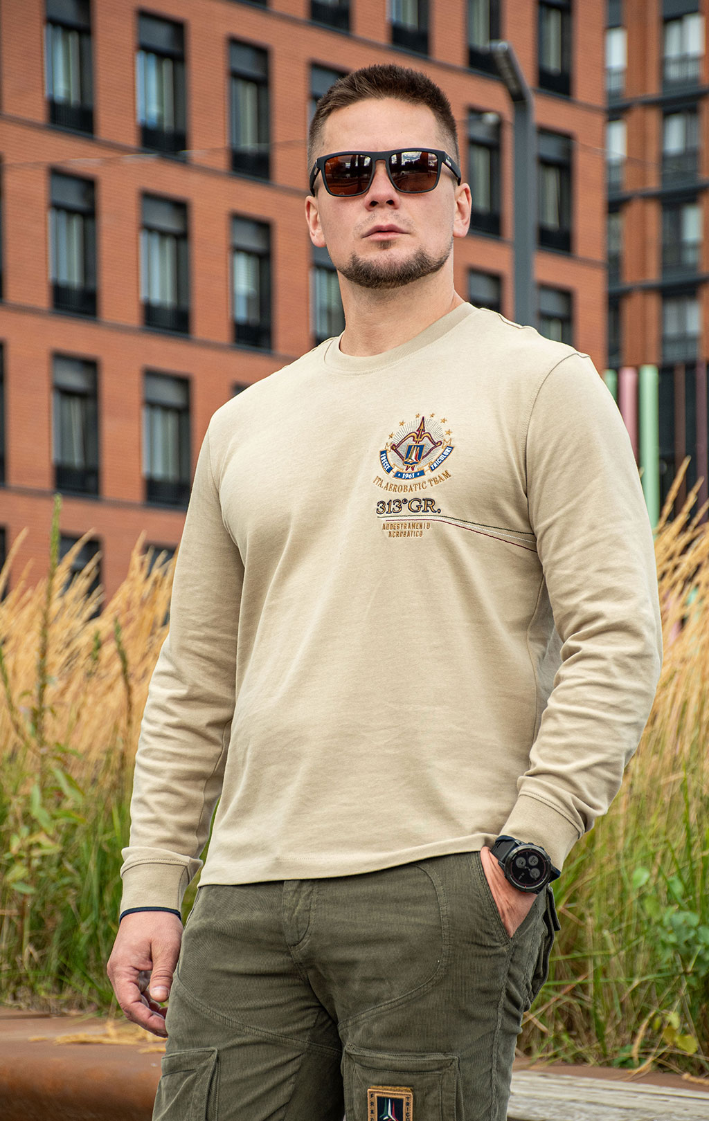Лонгслив AERONAUTICA MILITARE FW 26/27/BD hazelnut (TS 2573) 