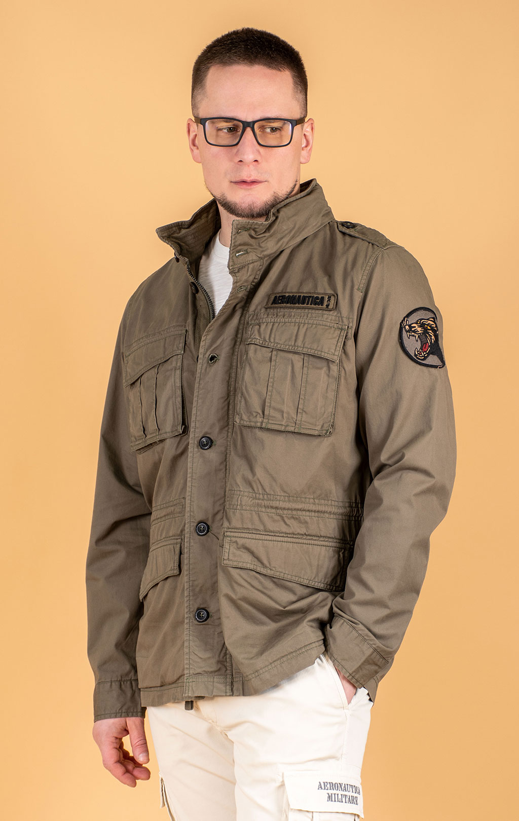 Ветровка AERONAUTICA MILITARE big size M-65 SS 25 m/IN military olive (AB 2212) 