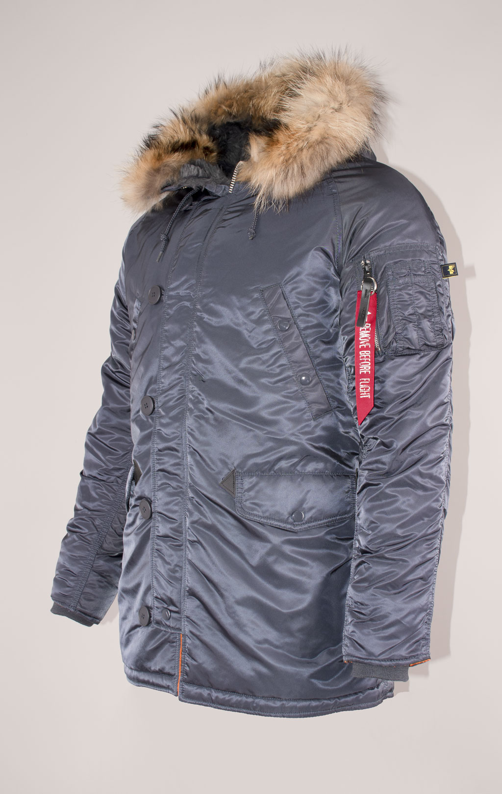 Аляска ALPHA INDUSTRIES SLIM FIT GEN-I N-3B натур. мех steel blue/orange 