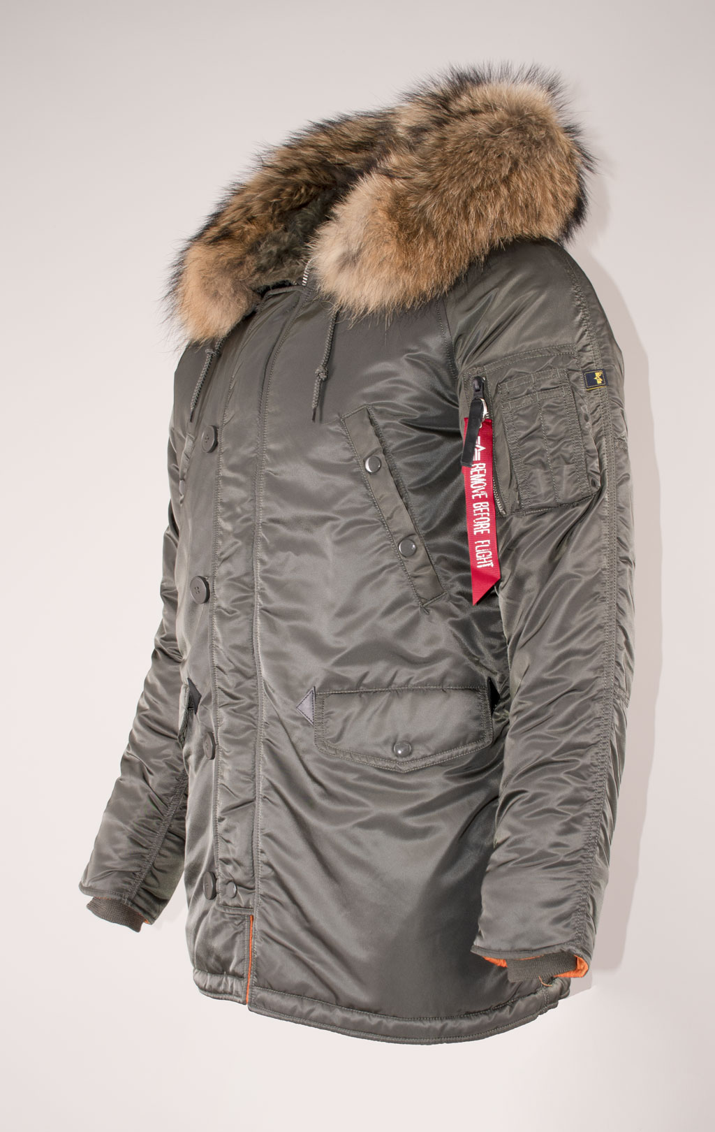 Аляска ALPHA INDUSTRIES SLIM FIT GEN-I N-3B натур. мех rep. grey/orange 