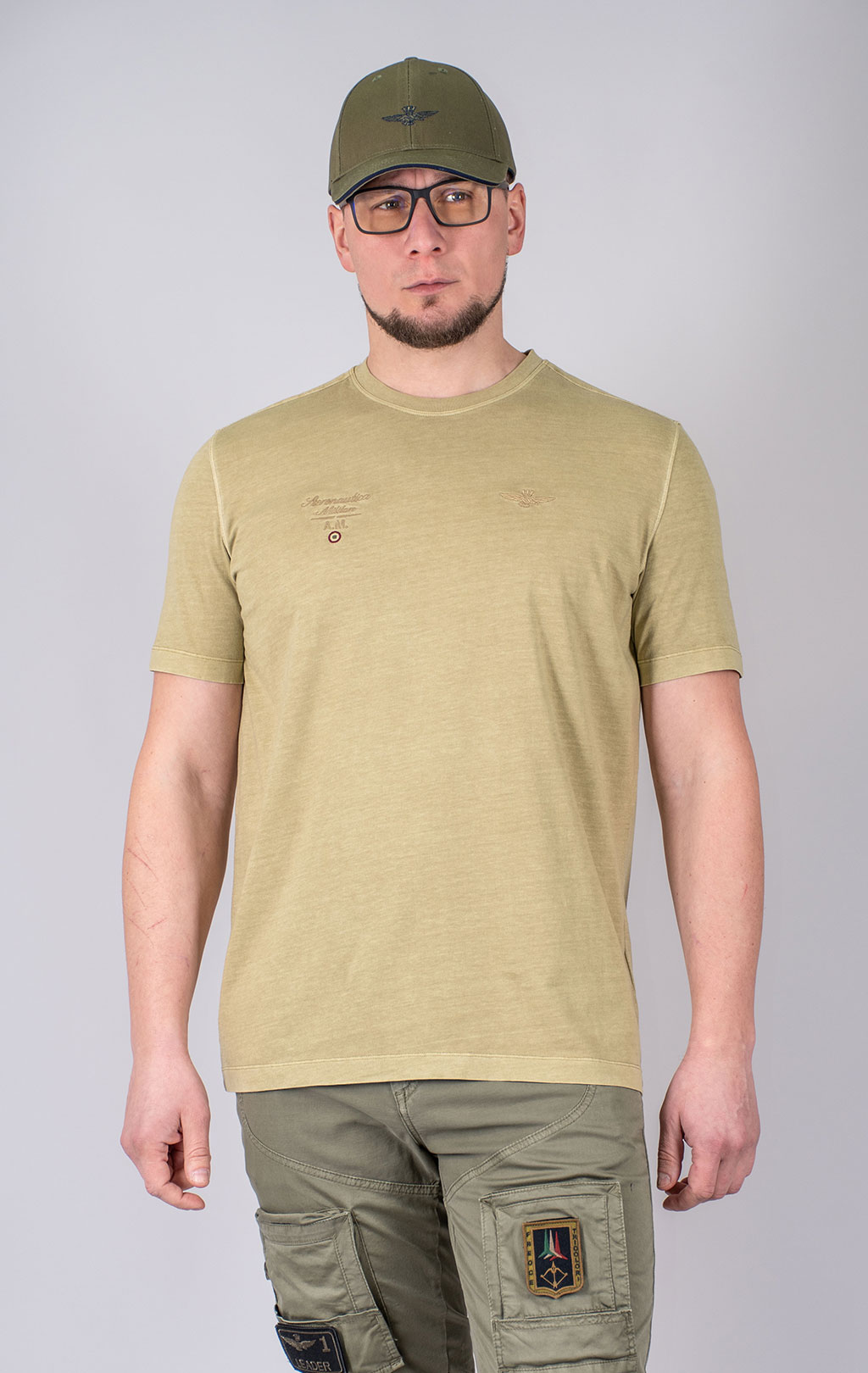 Футболка AERONAUTICA MILITARE SS 25 m/TR antelope beige washed (TS 2392) 