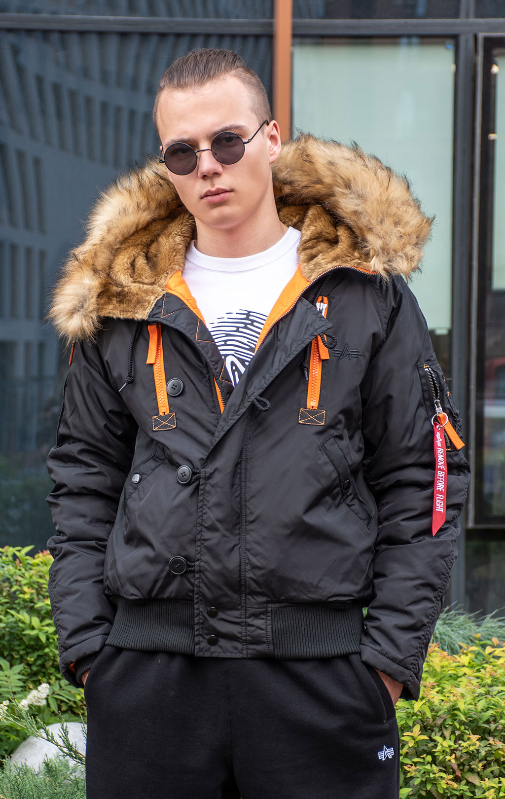 Аляска короткая ALPHA INDUSTRIES PPS N-2B black/orange 