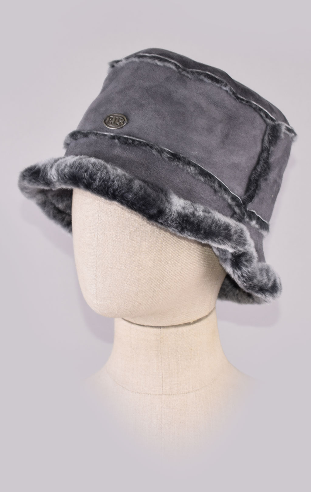 Женская панама PARAJUMPERS SHEARLING BUCKET HAT овчина FW 21/22 grey 