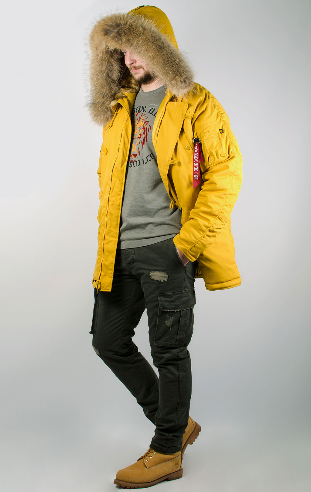 Аляска ALPHA INDUSTRIES EXPLORER натур. мех mustard 