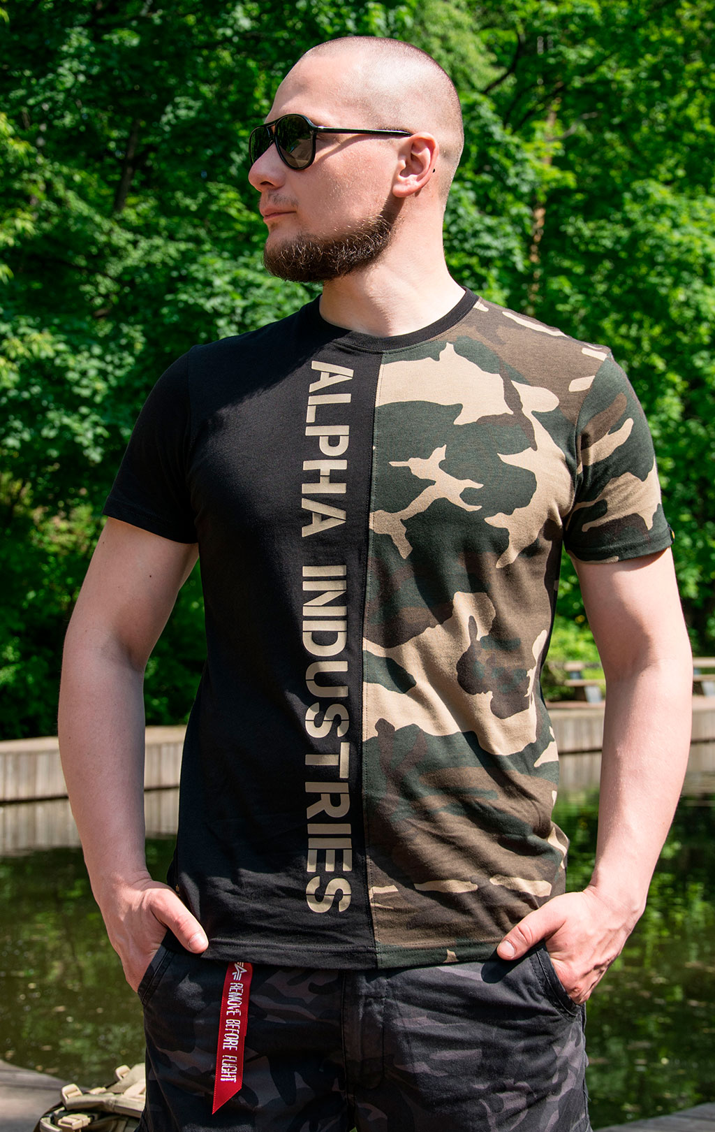 Футболка ALPHA INDUSTRIES CAMO HALF T camo woodland 65 