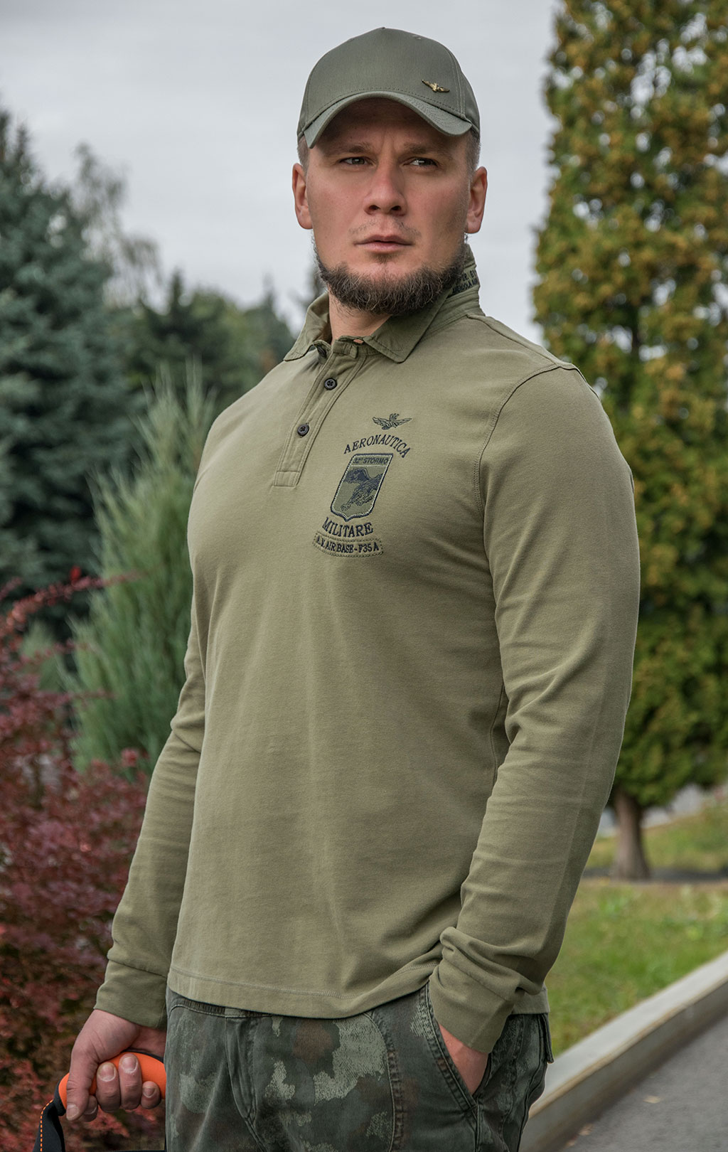 Поло-лонгслив AERONAUTICA MILITARE FW 22/23/TR verde militare (PO 1650) 