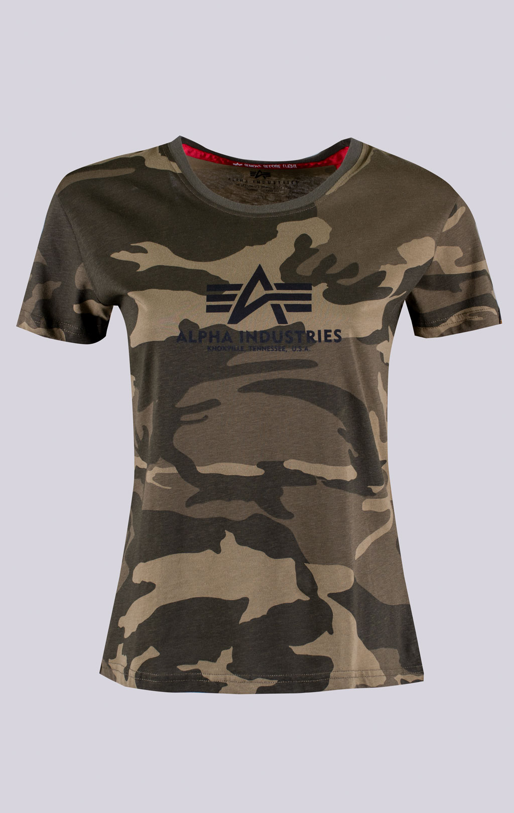 Женская футболка ALPHA INDUSTRIES NEW CAMO BASIC T olive camo 