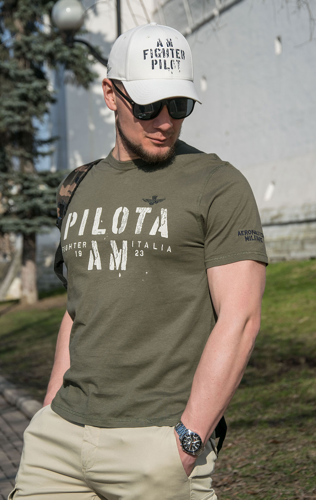 Футболка AERONAUTICA MILITARE SS 23/TR verde militare (TS 2051) 