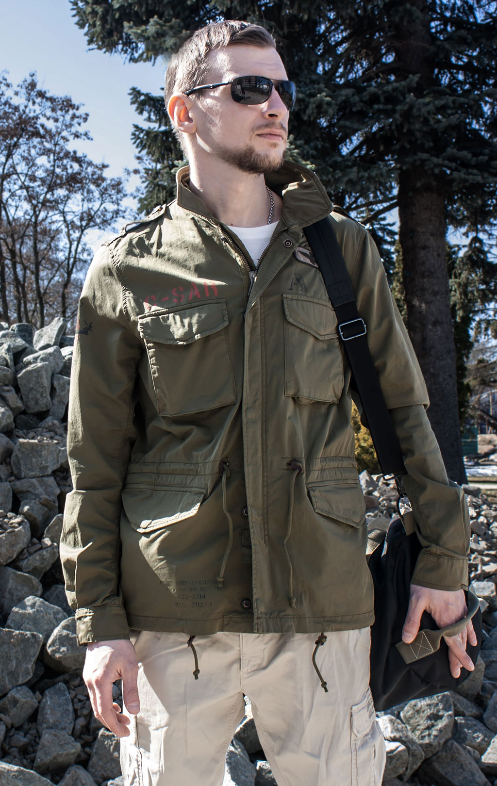 Ветровка AERONAUTICA MILITARE FIELD JACKET M-65 green military (AB 1663) 