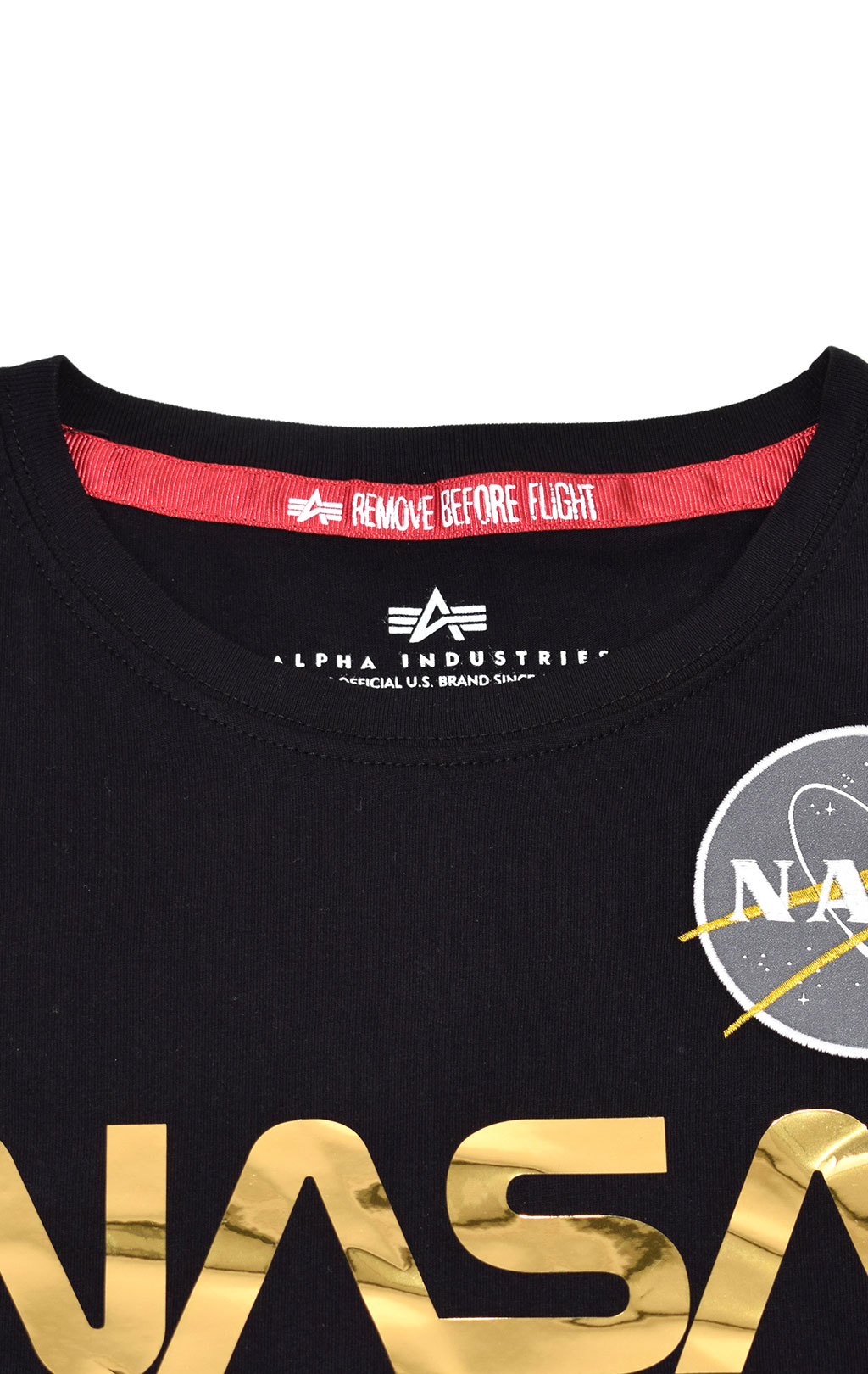 Женская футболка ALPHA INDUSTRIES NASA PM T black/gold 