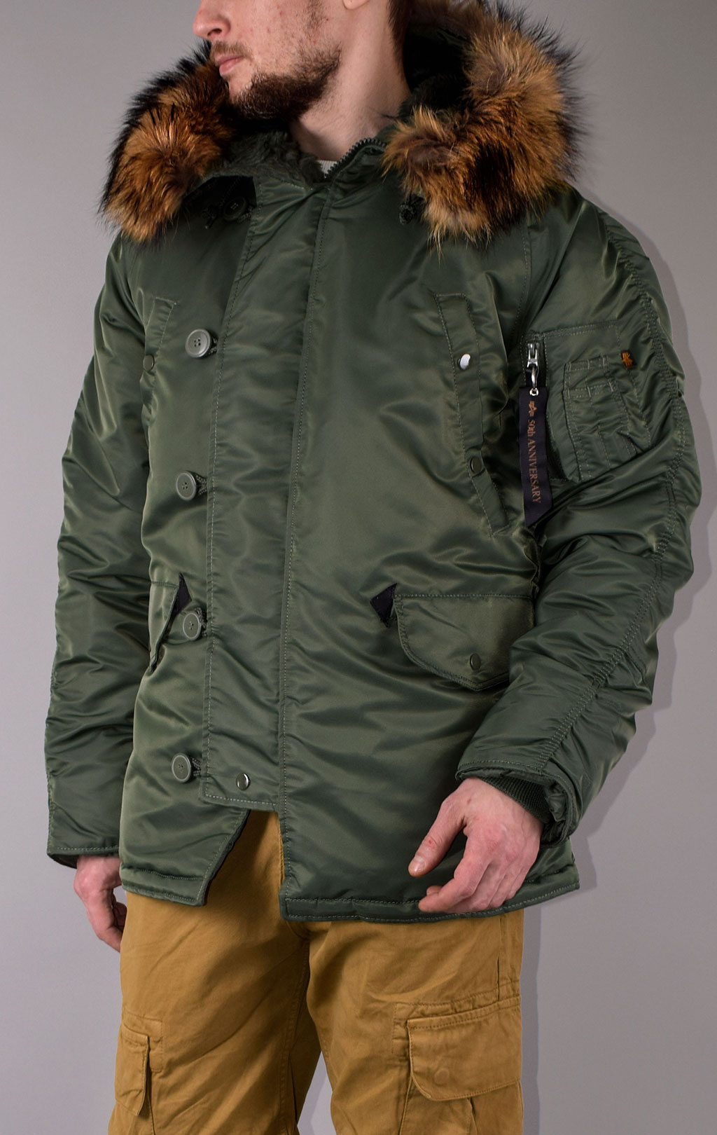 Аляска ALPHA INDUSTRIES CLASSIC big size N-3B натур. мех sage green 