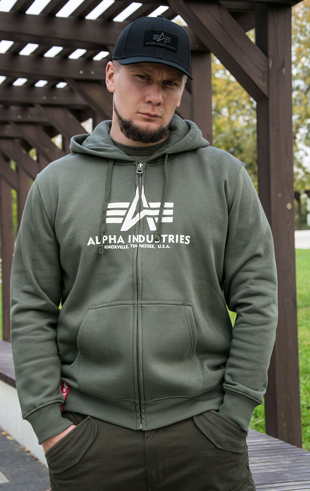 Толстовка ALPHA INDUSTRIES BASIC ZIP HOODY dark olive 