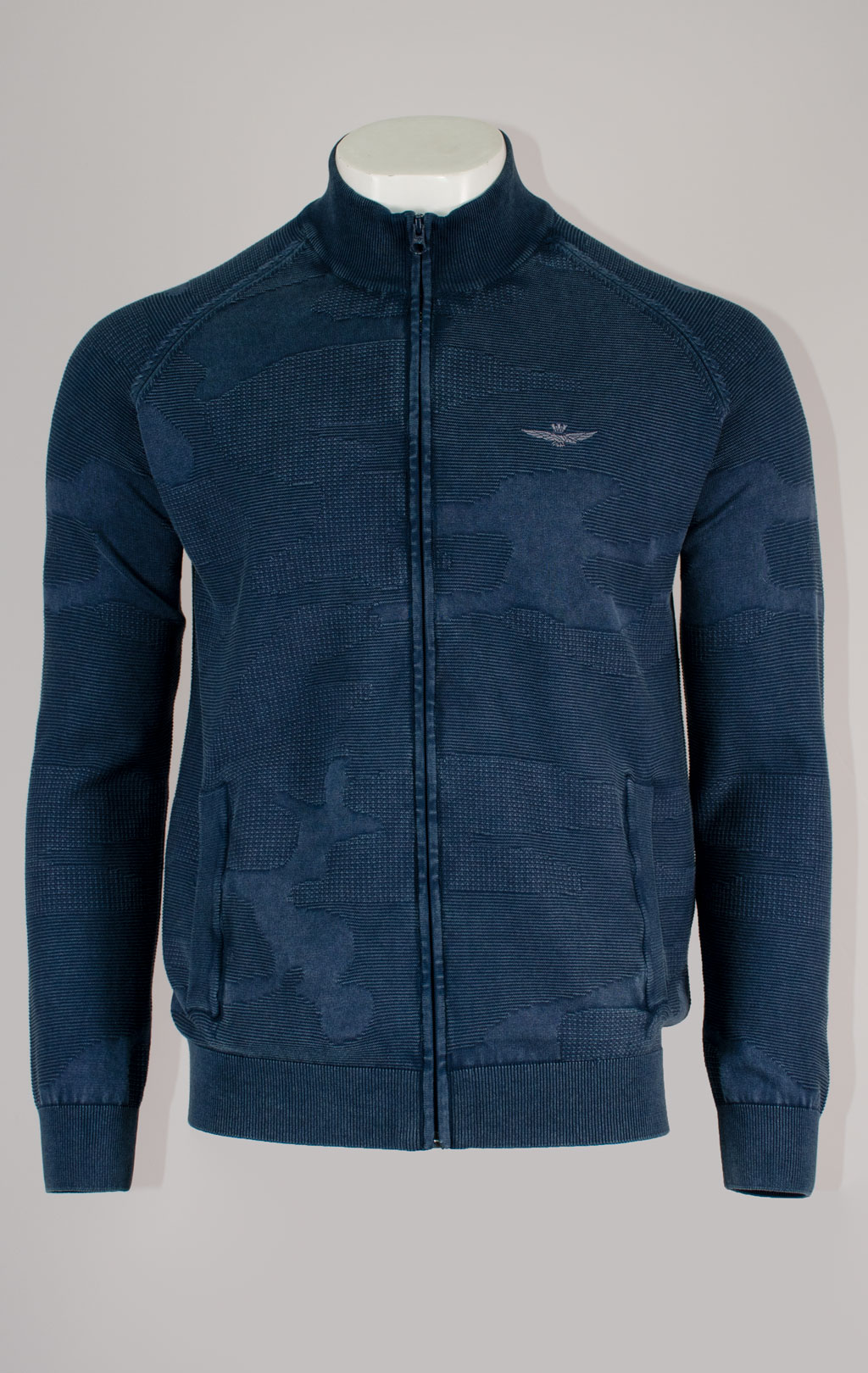 Свитер на молнии AERONAUTICA MILITARE SS 25 m/IN blue navy washed (MA 1501) 