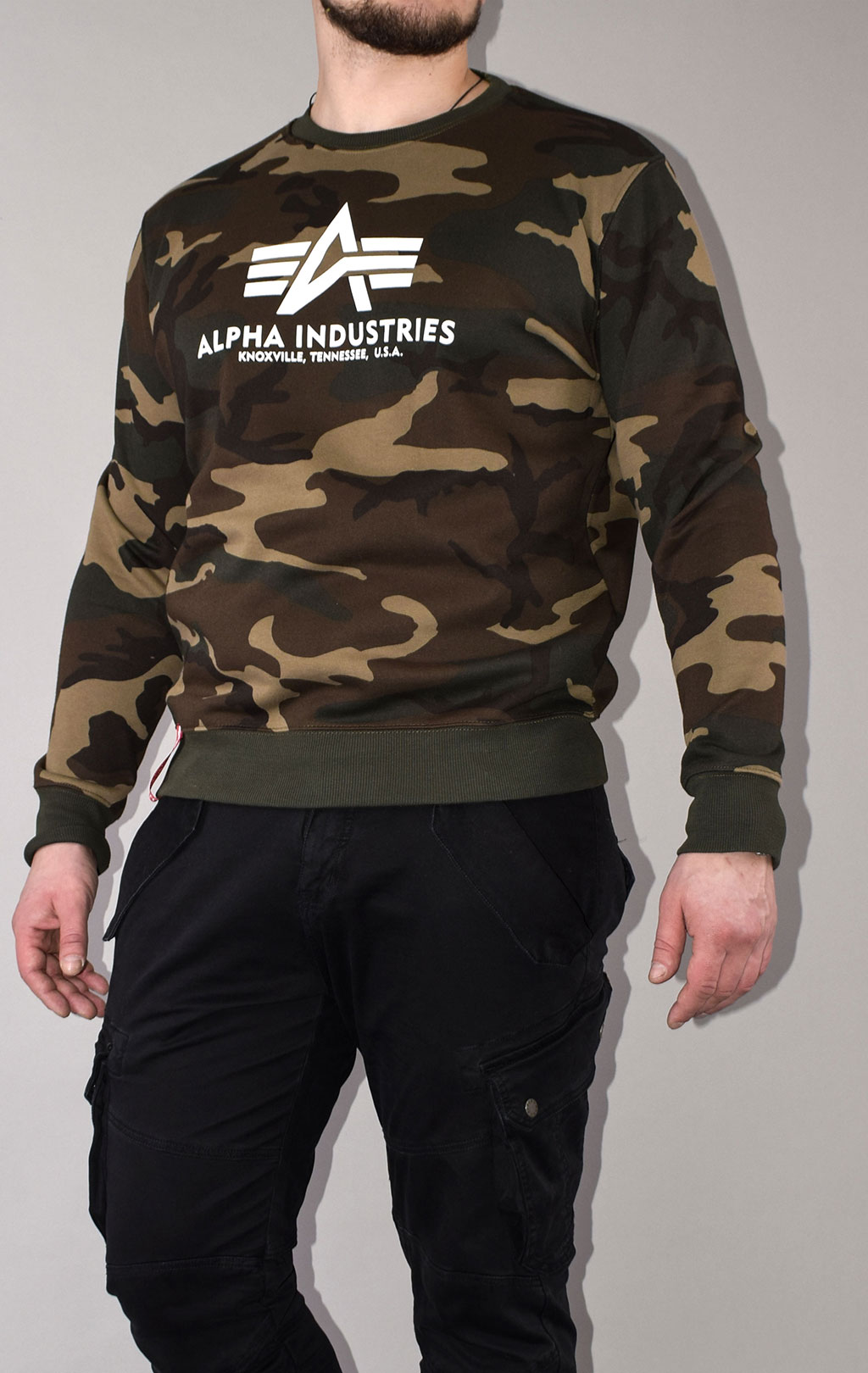 Свитшот ALPHA INDUSTRIES BASIC SWEATER camo woodland 65 