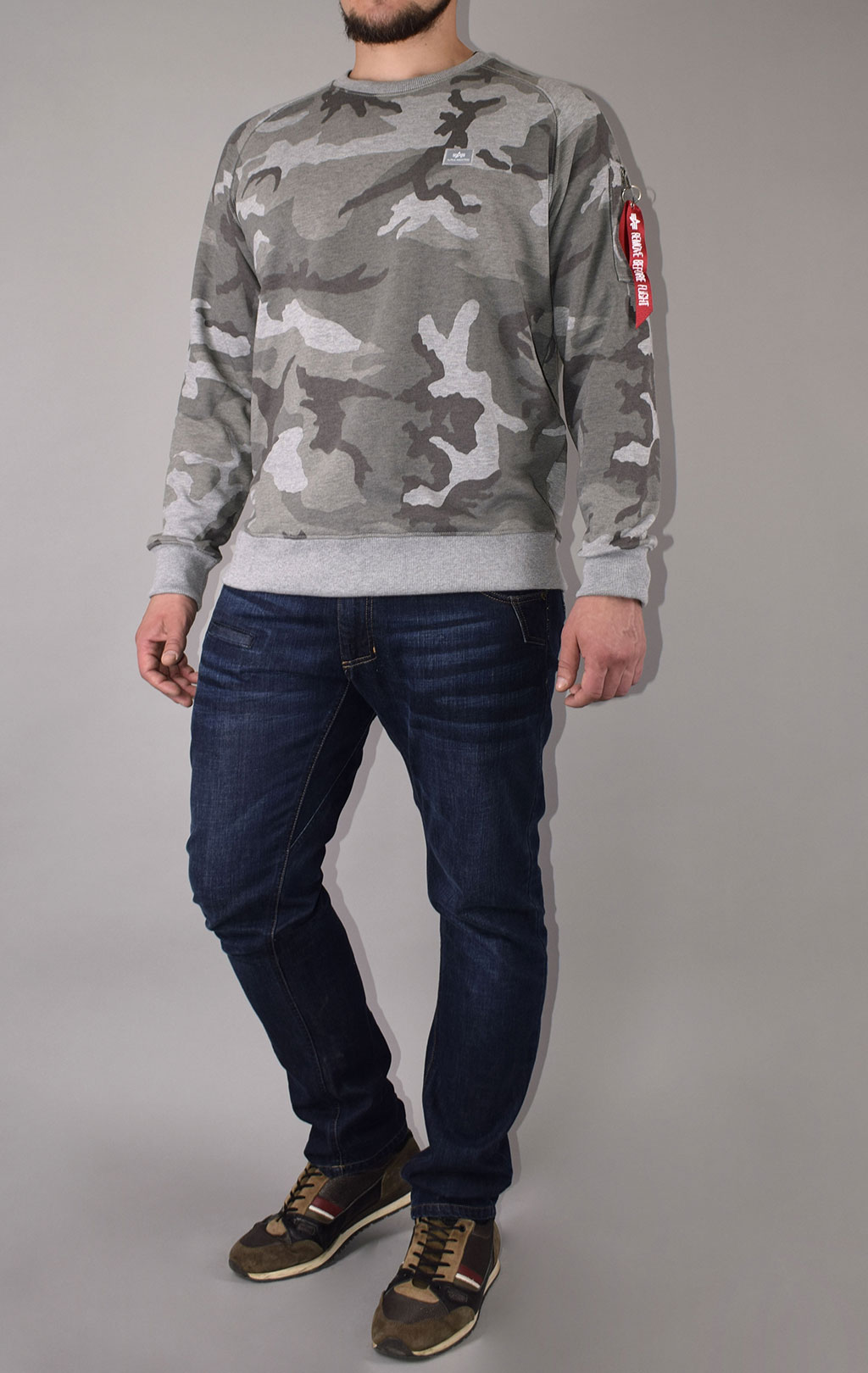 Свитшот ALPHA INDUSTRIES X-FIT SWEAT grey camo 