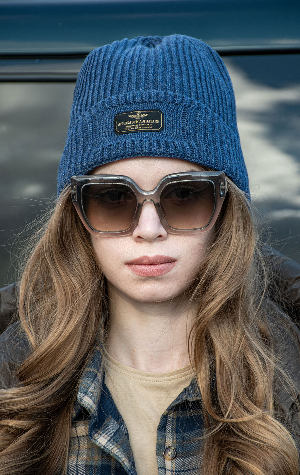 Шапка вязаная AERONAUTICA MILITARE FW 26/27/IT blue jeans melange (CU 0096) 