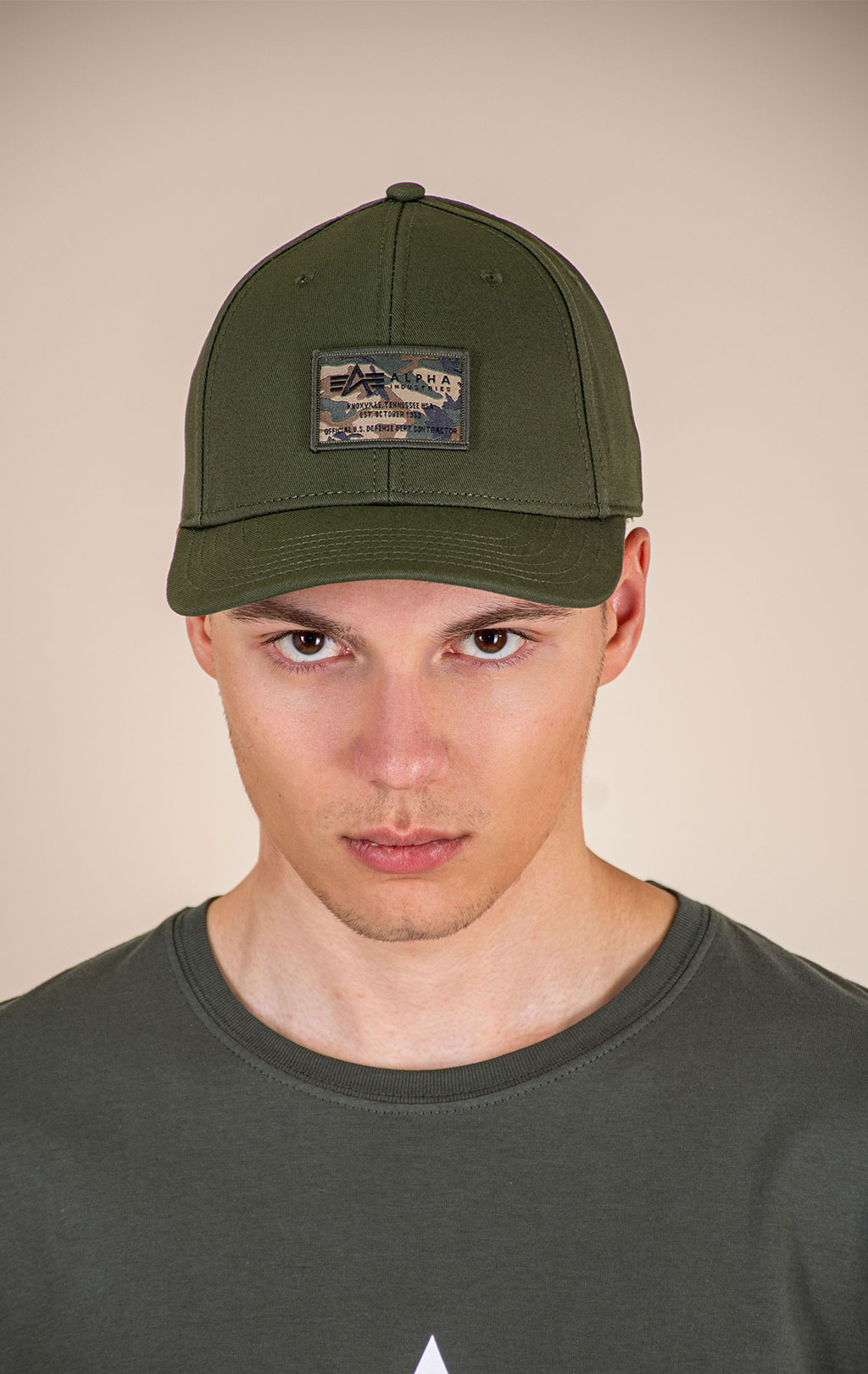 Бейсболка ALPHA INDUSTRIES CREW CAMO CAP dark olive 